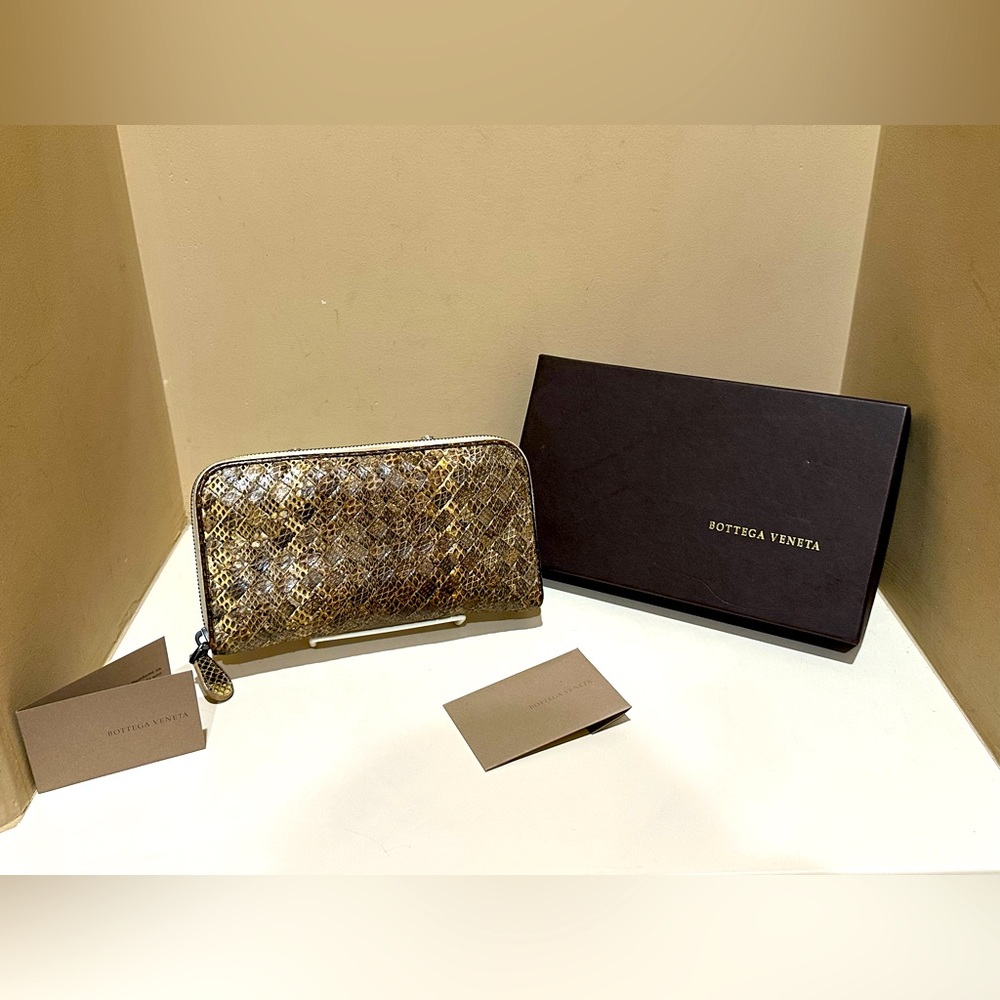 Bottega Veneta Snakeskin Zippy Long Wallet